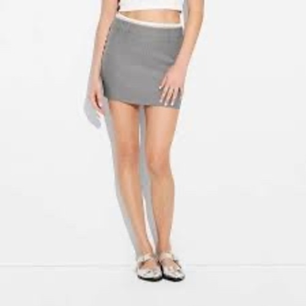 Wild Fable Gray Lace Trim Mini Skirt XXS High Rise Elastic Back